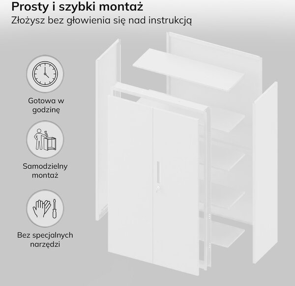 Szafa metalowa wielofunkcyjna Megan na cokole, biała