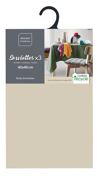 Serwetki zestaw 3 szt. 40x40 cm Mistral – douceur d'intérieur