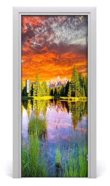 Naklejka fototapeta na drzwi Jezioro w lesie
