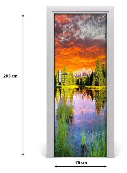 Naklejka fototapeta na drzwi Jezioro w lesie