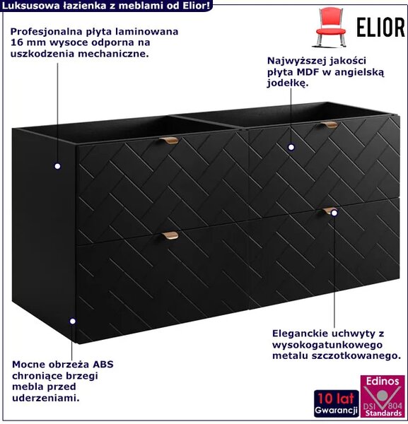 Czarna wisząca szafka łazienkowa pod 2 umywalki 120 cm P7-R06