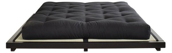 Łóżko dwuosobowe z drewna sosnowego z materacem Karup Design Dock Comfort Mat Black/Black, 160x200 cm