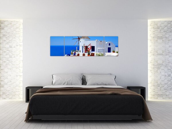 Obraz - Mały dom w Grecji (170x50 cm)