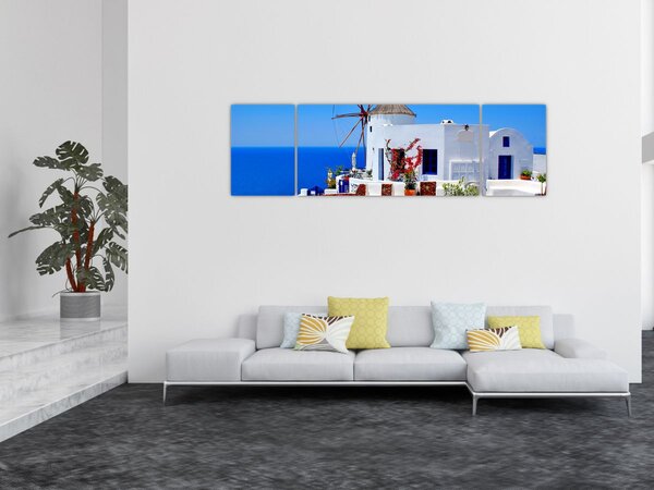 Obraz - Mały dom w Grecji (170x50 cm)