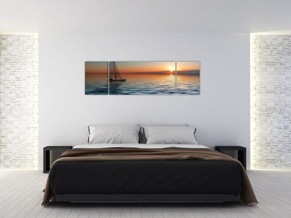 Obraz - Żaglówki na morzu (170x50 cm)