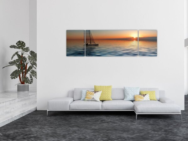 Obraz - Żaglówki na morzu (170x50 cm)