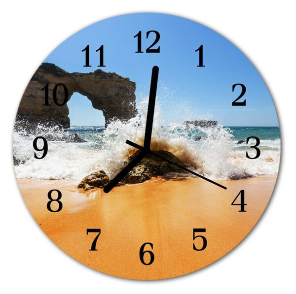 Zegar szklany okrągły Plaża