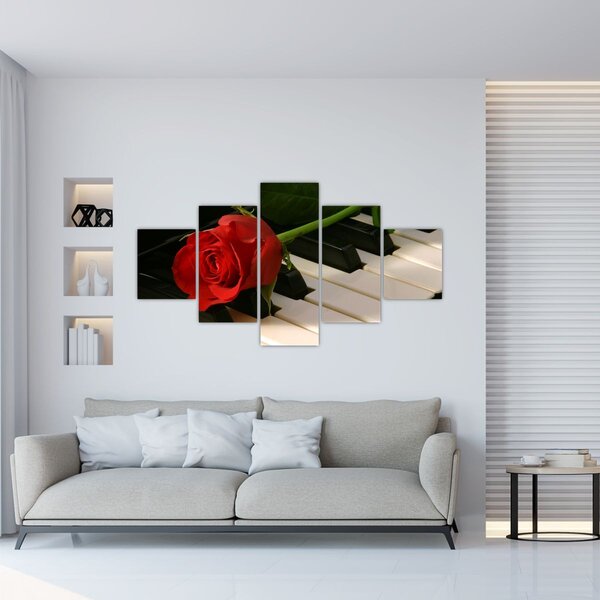 Obraz - Fortepian i róże (125x70 cm)