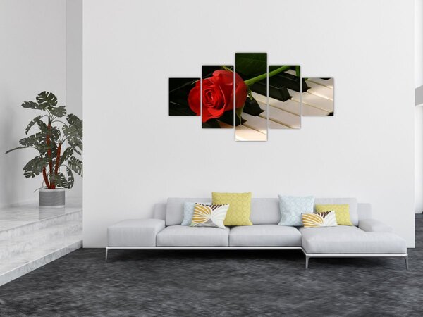 Obraz - Fortepian i róże (125x70 cm)
