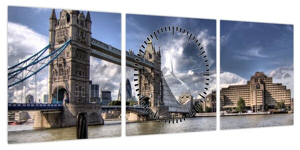 Obraz - Tower Bridge w Londynie (z zegarem) (90x30 cm)