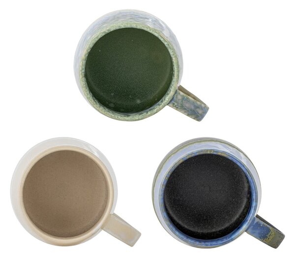 Niebieskio-beżowe kamionkowe kubki zestaw 3 szt. 460 ml Cloe – Bloomingville