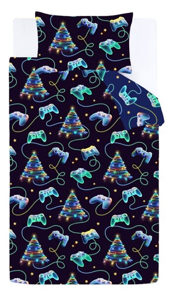Czarno-niebieska pościel dwuosobowa 200x200 cm Christmas Gamer – Catherine Lansfield