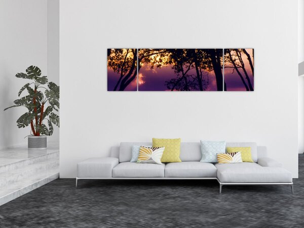 Obraz - Drzewa o zachodzie słońca (170x50 cm)