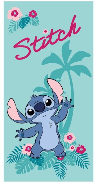 Turkusowy ręcznik dziecięcy z mikrowłókna 70x140 cm Lilo and Stitch "Hawaii" – Jerry Fabrics