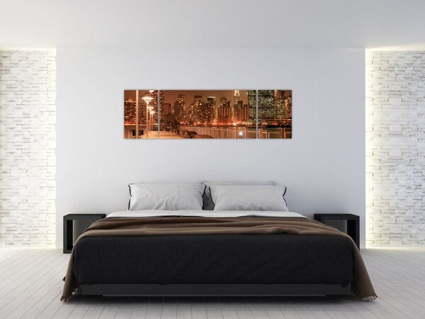 Obraz - Nocne miasto (170x50 cm)