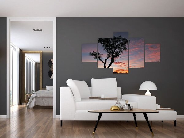 Obraz - Drzewo i czerwonawe odcienie (125x70 cm)