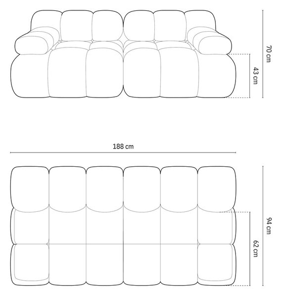 Beżowa sofa modułowa z materiału bouclé 188 cm Bellis – Micadoni Home