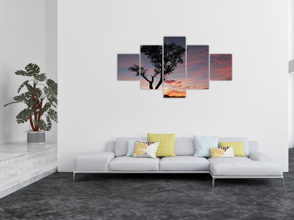 Obraz - Drzewo i czerwonawe odcienie (125x70 cm)