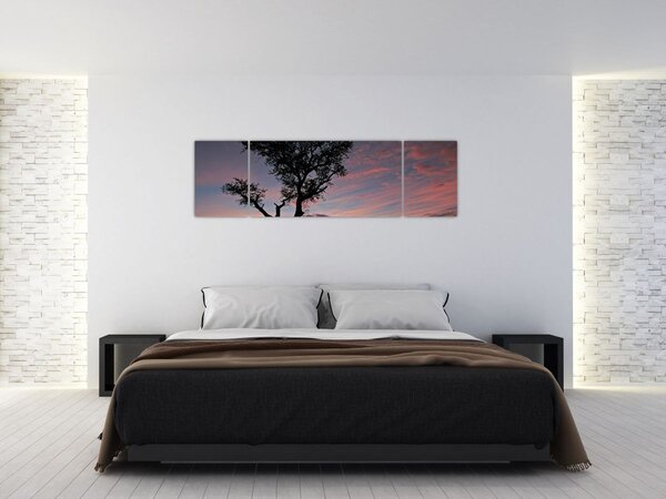 Obraz - Drzewo i czerwonawe odcienie (170x50 cm)