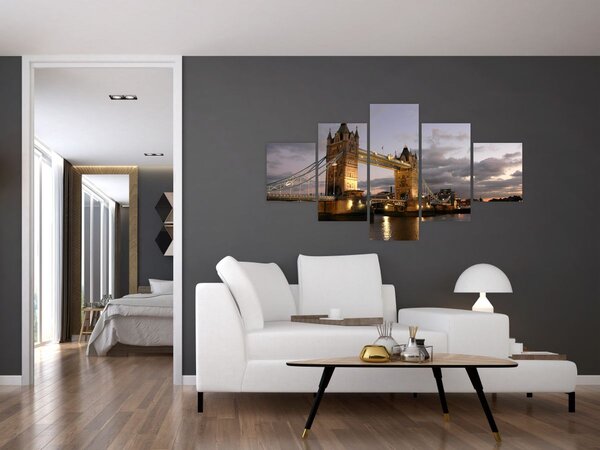 Obraz - Tower Bridge nocą (125x70 cm)