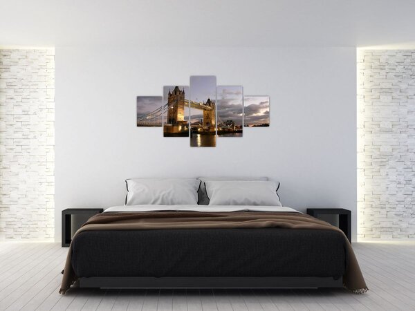 Obraz - Tower Bridge nocą (125x70 cm)