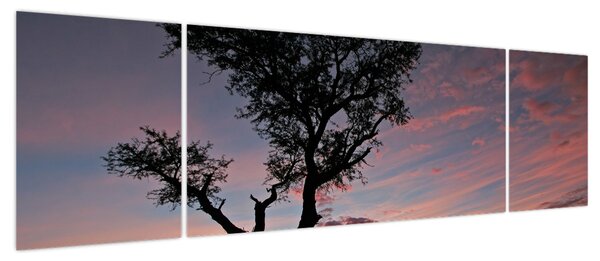 Obraz - Drzewo i czerwonawe odcienie (170x50 cm)
