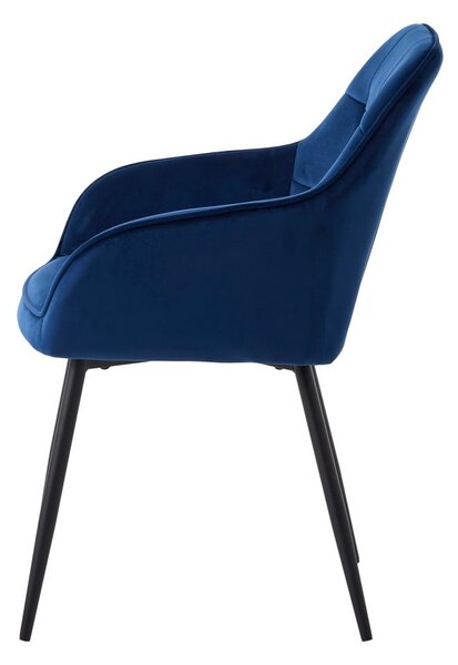 Ciemnoniebieskie tapicerowane fotele jadalniane zestaw z podłokietnikami 2 szt. Nolan Square – Unique Furniture