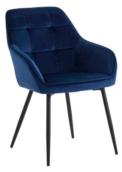Ciemnoniebieskie tapicerowane fotele jadalniane zestaw z podłokietnikami 2 szt. Nolan Square – Unique Furniture
