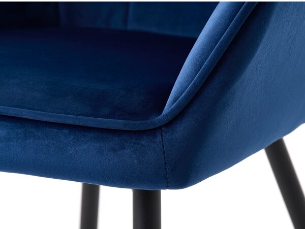 Ciemnoniebieskie tapicerowane fotele jadalniane zestaw z podłokietnikami 2 szt. Nolan Square – Unique Furniture