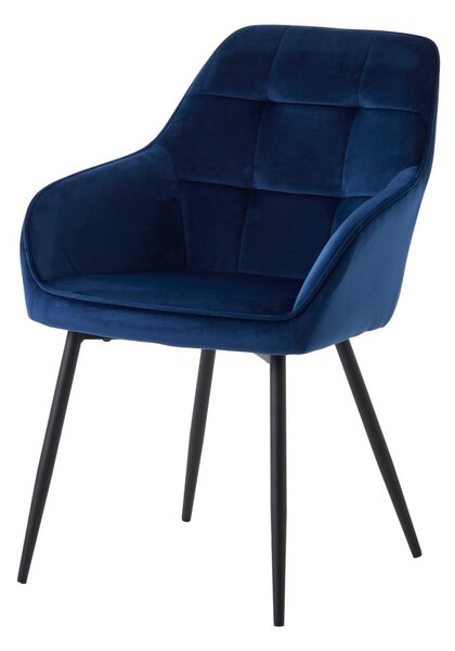 Ciemnoniebieskie tapicerowane fotele jadalniane zestaw z podłokietnikami 2 szt. Nolan Square – Unique Furniture