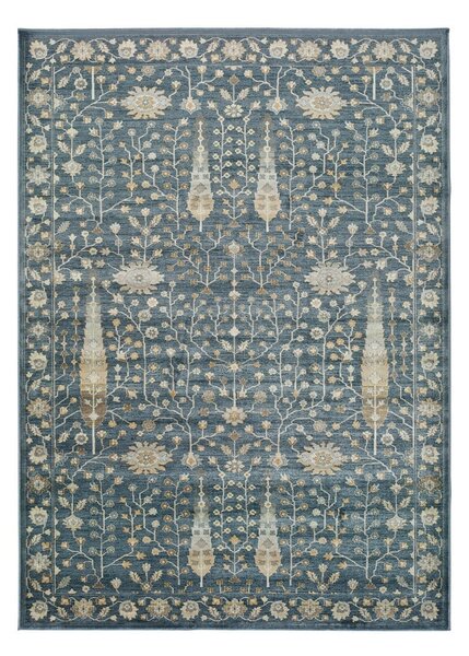 Niebieski dywan z wiskozy Universal Vintage Flowers, 140x200 cm