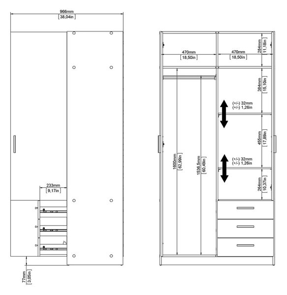 Szafa w dekorze dębu 99x200 cm Sprint – Tvilum