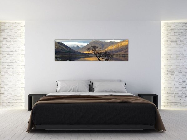 Obraz - Góry nad jeziorem (170x50 cm)