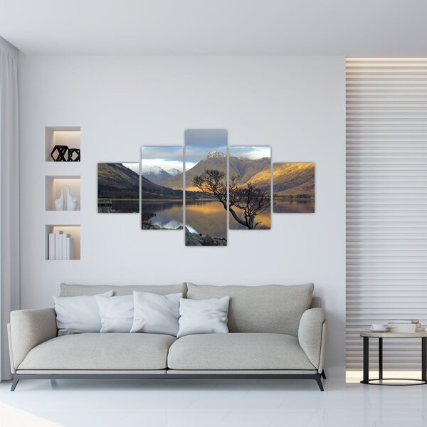 Obraz - Góry nad jeziorem (125x70 cm)
