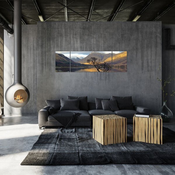 Obraz - Góry nad jeziorem (170x50 cm)