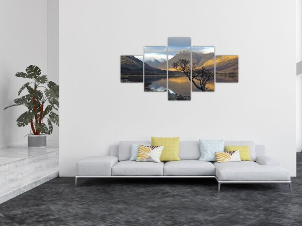 Obraz - Góry nad jeziorem (125x70 cm)