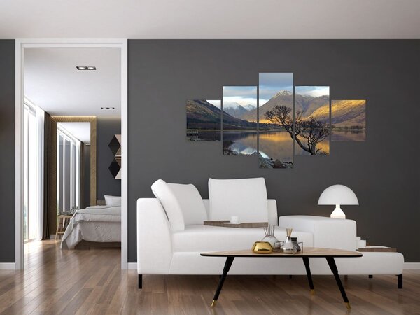 Obraz - Góry nad jeziorem (125x70 cm)