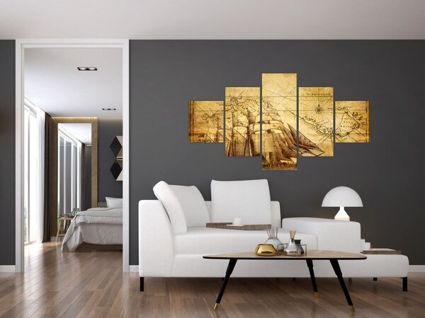 Obraz - Stara mapa (125x70 cm)