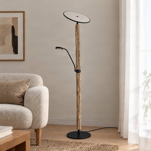 Lampa stojąca Woodland Lucande, możliwość ściemniania, jasne drewno, salon / jadalnia, drewno, nowoczesny