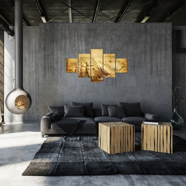 Obraz - Stara mapa (125x70 cm)