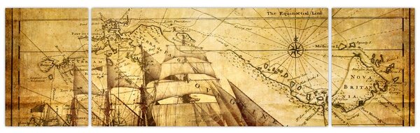 Obraz - Stara mapa (170x50 cm)