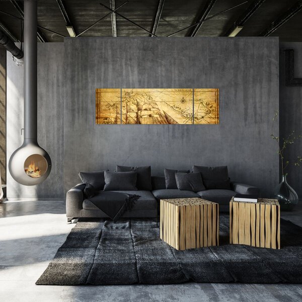 Obraz - Stara mapa (170x50 cm)