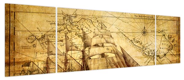 Obraz - Stara mapa (170x50 cm)