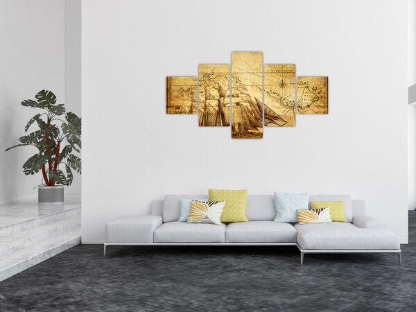 Obraz - Stara mapa (125x70 cm)