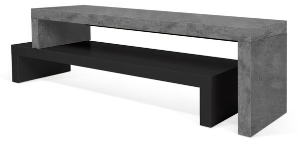 Podwójna czarna szafka pod TV z dekorem betonu TemaHome Cliff, 125x20 cm