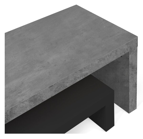 Podwójna czarna szafka pod TV z dekorem betonu TemaHome Cliff, 125x20 cm