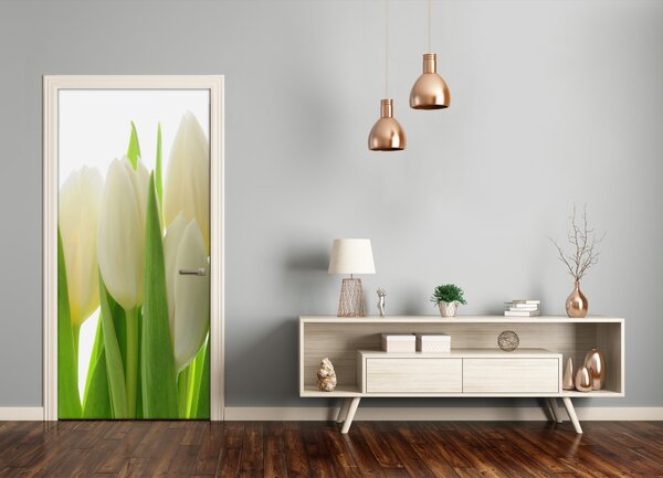 Okleina Naklejka fototapeta na drzwi Białe tulipany
