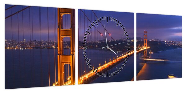 Obraz - Most Golden Gate (z zegarem) (90x30 cm)