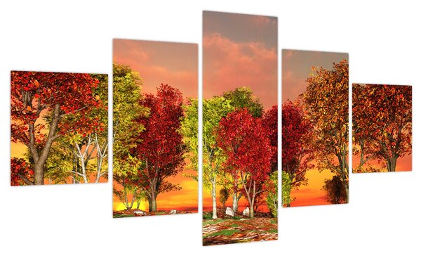 Obraz - Kolorowe drzewa (125x70 cm)