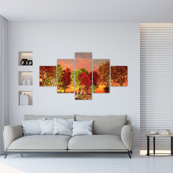 Obraz - Kolorowe drzewa (125x70 cm)